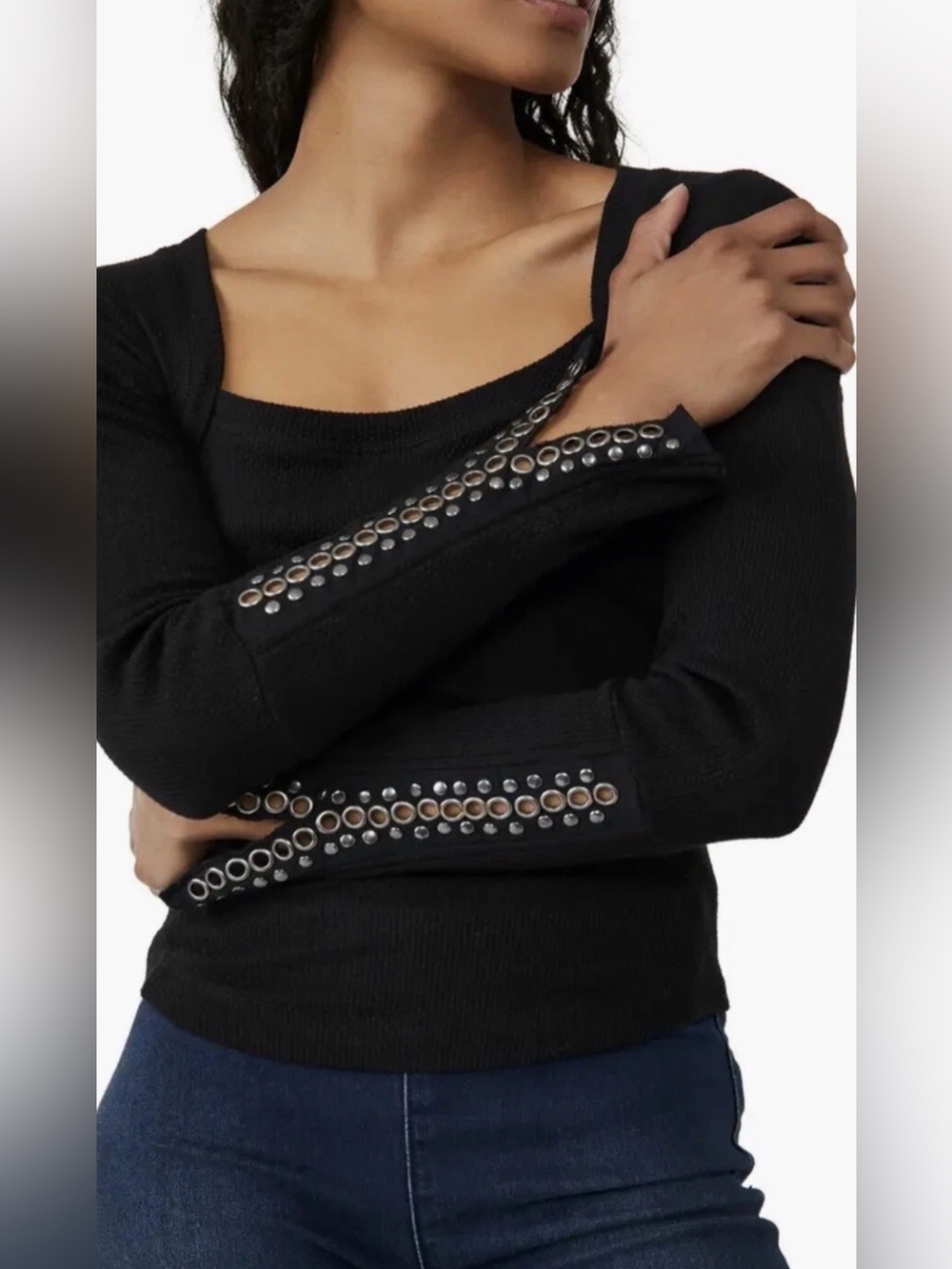 Free people a little unruly thermal long sleeve black metal medium - Picture 2 of 8